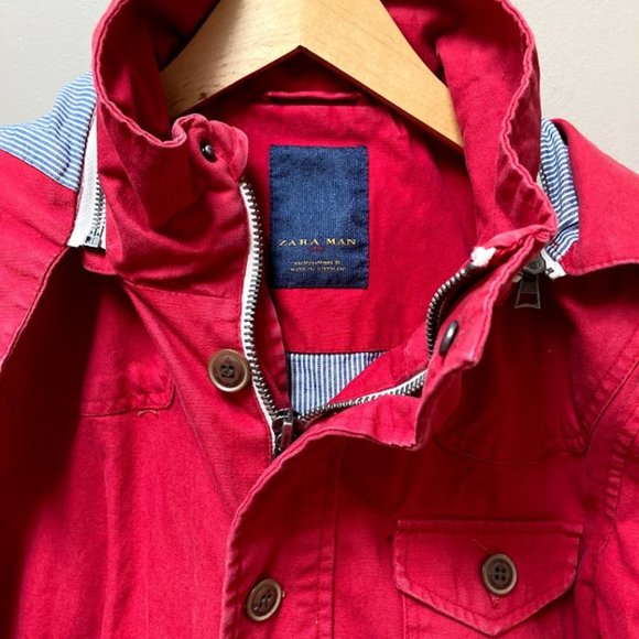 Zara Men's Military Field Jacket with hood (M) - Picture 2 of 8